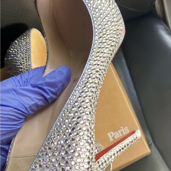 💯 AUTHENTIC CHRISTIAN LOUBOUTIN LADY CLAUDE SHOES STRASS 100 mm size 37.5 - Picture 7 of 13